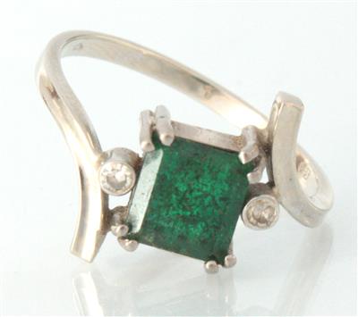 Smaragd-Diamantdamenring - Antiques, art and jewellery