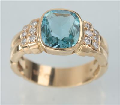Aquamarin-Brillant-Damenring - Exklusive Juwelen und Antiquitäten