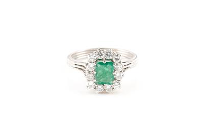 Brillant-Smaragddamenring - Exklusive Juwelen und Antiquitäten