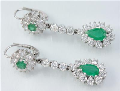Brillant-Smaragdohrgehänge - Antiques, art and jewellery