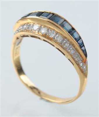 Diamant-Saphirdamenring - Antiques, art and jewellery