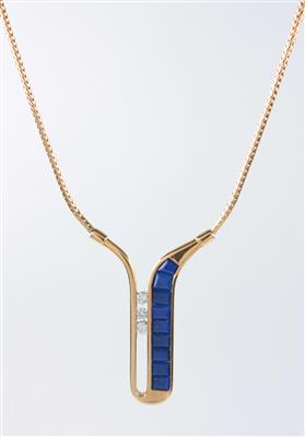 Lapis Lazuli-Brillantcollier - Umění, starožitnosti, šperky