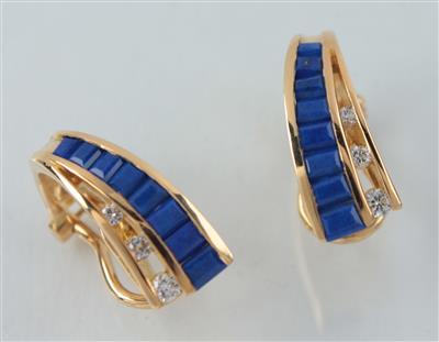 Lapis Lazuli-BrillantOhrclips - Exklusive Juwelen und Antiquitäten