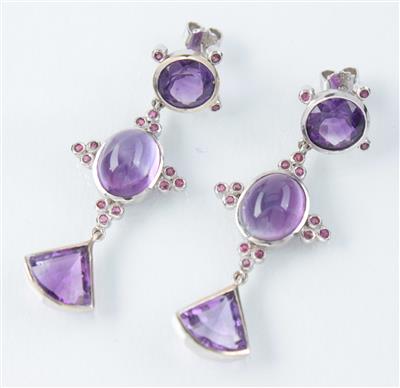 Amethyst/Rubin-Ohrgehänge - Kunst, Antiquitäten und Schmuck