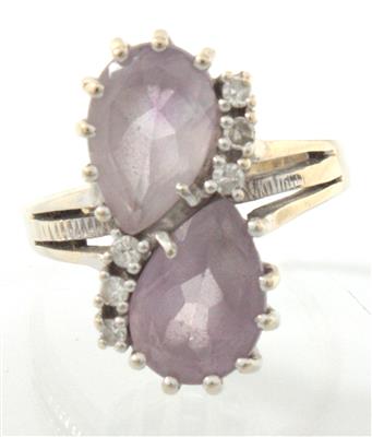 Amethyst-Diamantdamenring - Kunst, Antiquitäten und Schmuck