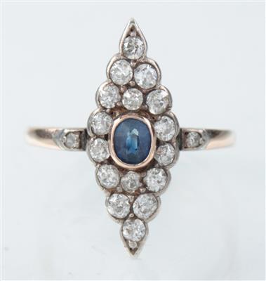 Diamant Saphirdamenring um 19. Jhdt. - Arte, antiquariato e gioielli