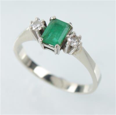Smaragd-Brillant-Damenring - Umění, starožitnosti, šperky