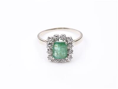 Smaragd-Diamantdamenring - Antiques, art and jewellery