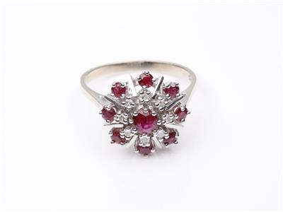 Diamant-Rubindamenring - Antiques, art and jewellery