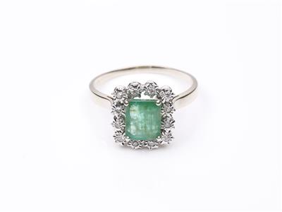 Smaragd-Diamantdamenring - Kunst, Antiquitäten und Schmuck