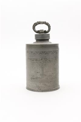 Runde Zinnschraubflasche, 19. Jh. - Kunst, Antiquitäten und Schmuck