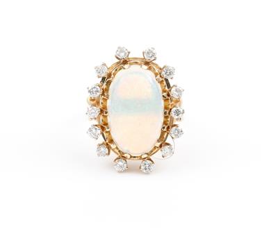 Opal Brillantdamenring - Antiques, art and jewellery
