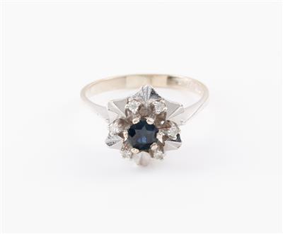 Saphir-Diamantdamenring - Arte, antiquariato e gioielli