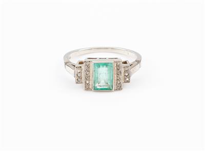 Smaragd Diamantrautenring - Kunst, Antiquitäten und Schmuck