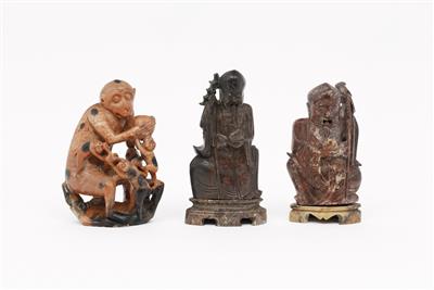3 asiatische Skulpturen Anfang 20. Jh. - Umění, starožitnosti, šperky