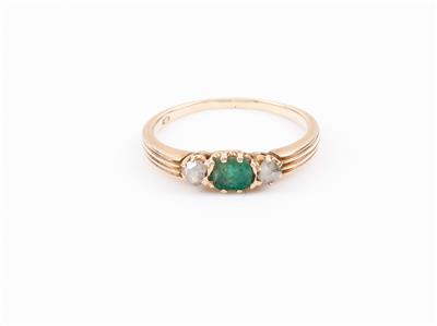 Smaragd Diamantrautenring, um 1900 - Umění, starožitnosti, šperky