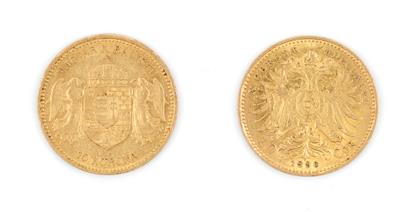 2 Goldmünzen a 10 Kronen - Umění, starožitnosti, šperky