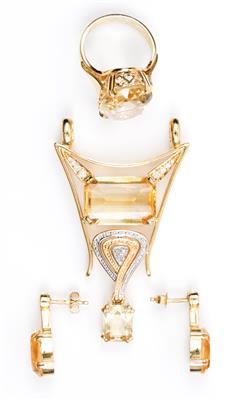 Brillant Diamant Citrinschmuckset - Schmuck und Uhren