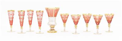1 Vase, 4 Sektgläser, 6 Weingläser 20. Jh. - Kunst und Antiquitäten