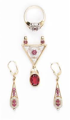 Brillant Diamant Rubinschmuckset - Jewellery and watches