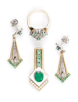 Brillant Diamant Smaragdschmuckset - Schmuck und Uhren