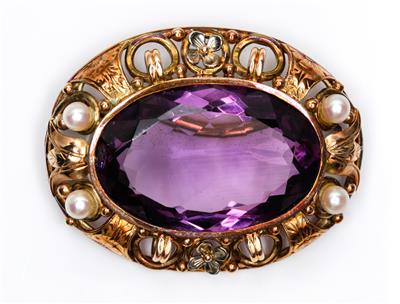 Amethyst-Kulturperlenbrosche - Jewellery and watches