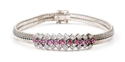 Diamant Rubinarmband zus. ca. 0,85 ct - Jewellery and watches