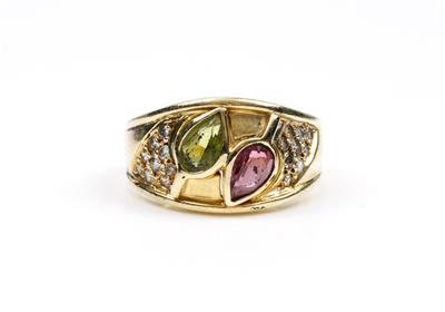 Brillant Amethyst Peridotdamenring - Schmuck und Uhren