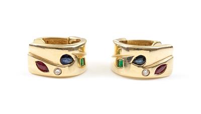 Brillant Saphir Rubin Smaragdcreolen - Jewellery and watches