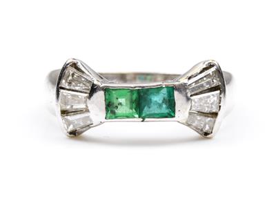 Diamant Smaragdring zus. ca. 0,70 ct - Klenoty
