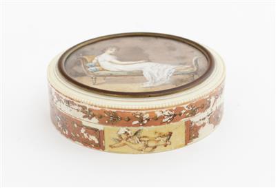 Deckeldose mit Miniatur "Madame Récamier" nach Jacques-Louis David, um 1900 - Umění a starožitnosti