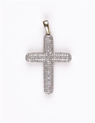 Diamant Kreuzanhänger zus. ca. 1 ct - Klenoty, náramkové a stříbro