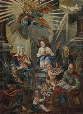 Die Heilige Familie, Alpenländisch Ende 18. Jahrhundert - Kunst und Antiquitäten