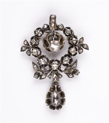 Diamantrautenbrosche/Anhänger zus. ca 2,10 ct um 1900 - Schmuck