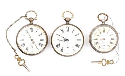 3 Schlüsseltaschenuhren um 1900 - Armband- und Taschenuhren