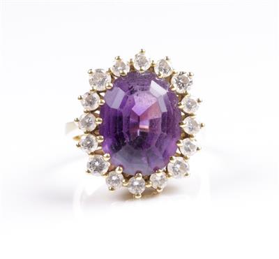 Amethyst-Brillantdamenring - Jewellery