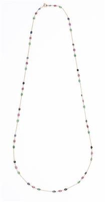 Rubin Saphir Smaragd Halskette zus. ca. 7 ct - Schmuck