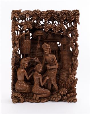 Asiatisches Holzpaneel, 20. Jh. - Kunst und Antiquitäten