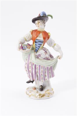 Gärtnerkind mit Blumenkorb, Entwurf Johann Joachim Kaendler um 1740, Porzellanmanufaktur Meissen, 20. Jahrhundert - Antiques and art