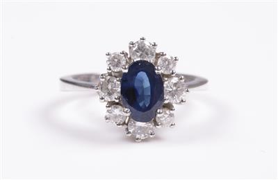 Brillant Saphirring zus. ca. 0,85 ct - Schmuck und Uhren