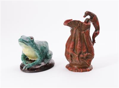 1 Kanne, 1 Zierfigur Frosch, 2. Drittel 20. Jh. - Kunst und Antiquitäten