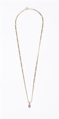 Rubin-Brillantangehänge an Figarokette - Jewellery