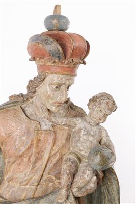 Madonna als Himmelskönigin mit Christuskind, Oberbayern/Tirol, 1. Hälfte 18. Jahrhundert - Antiques and art