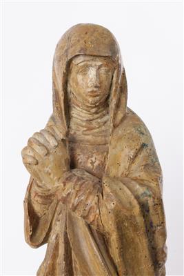 Spätgotische trauernde Hl. Maria einer Kreuzigungsgruppe, Deutsch, 1. Hälfte 16. Jahrhundert - Kunst und Antiquitäten