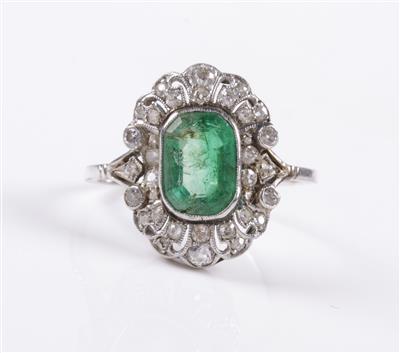 Altschliffbrillant Diamant Smaragdring - Klenoty a náramkové