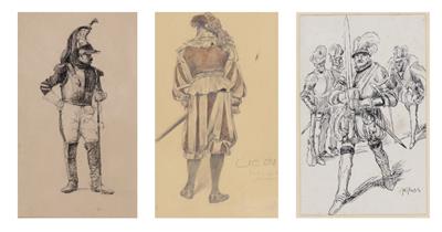 3 Bilder mit Uniformierten, um 1900 - Obrazy