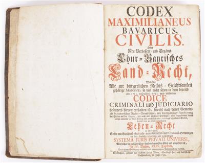 Codex Maximilianeus Bavaricus Civilis. Oder ... Chur-Bayrisches Land-Recht, München, 1756 - Antiques and art
