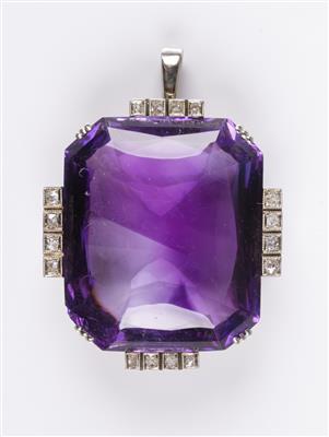 Altschliffdimant Amethyst Anhänger 1 Drittel 20. Jh. - Schmuck und Uhren