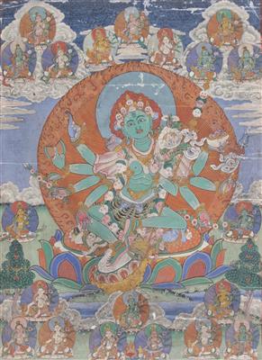 Thangka der Shyama-Tara oder Grüne Tara, Tibet - Dipinti