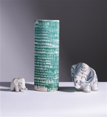 2 Elephanten und eine Vase, Gmundner Keramik, 20. Jahrhundert - Kunst & Antiquitäten